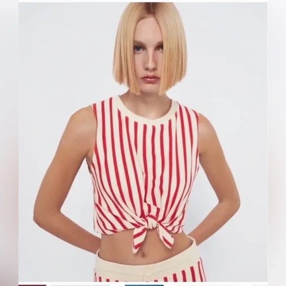Zara Red and White Striped Tank Top
#015 - Picture 1 of 5